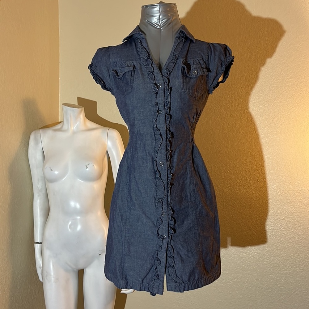 Cap sleeve chambray dress, XS